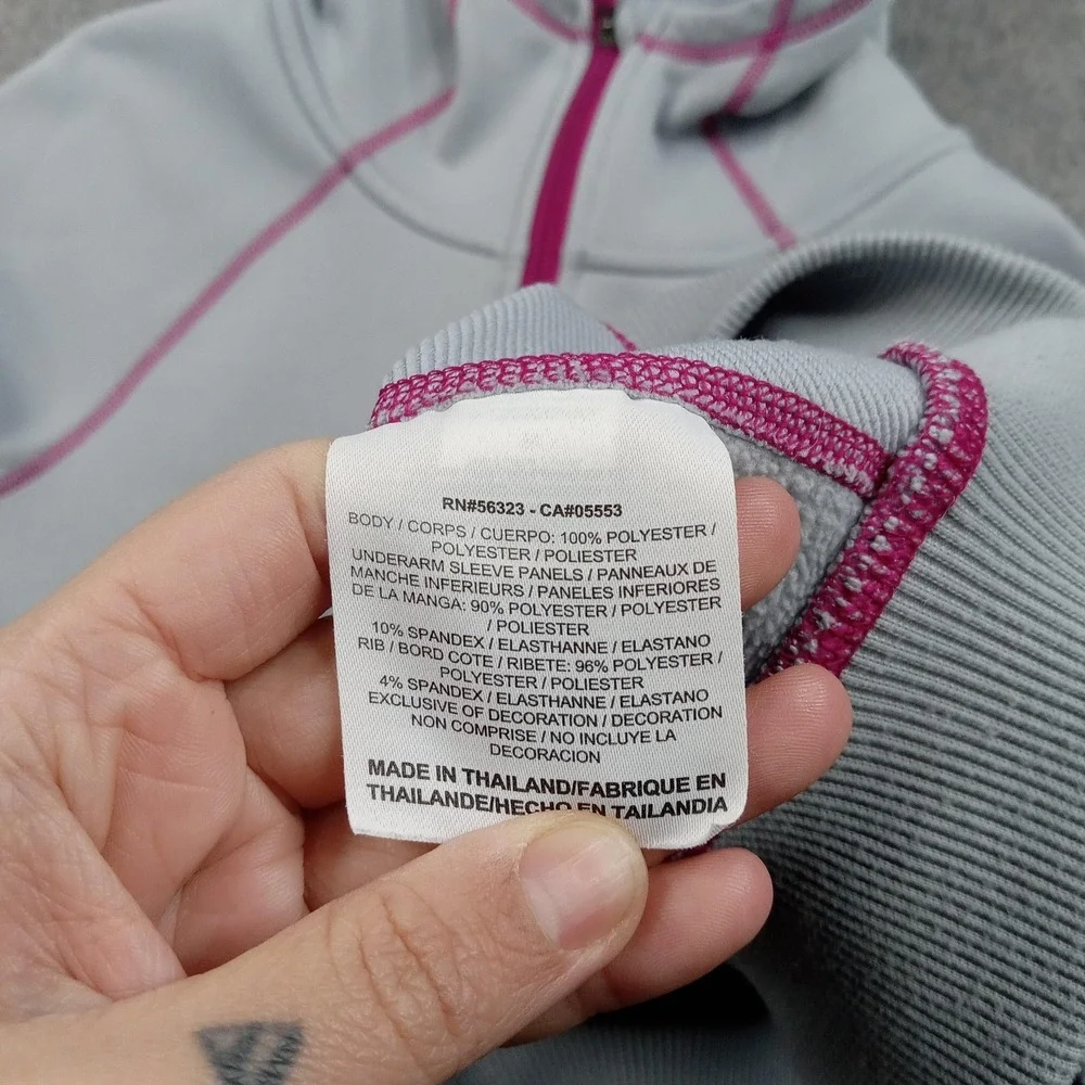Nike Hoodie Womens Medium Gray Therma-Fit Full Zip Fleece Pink Trim 484953-013